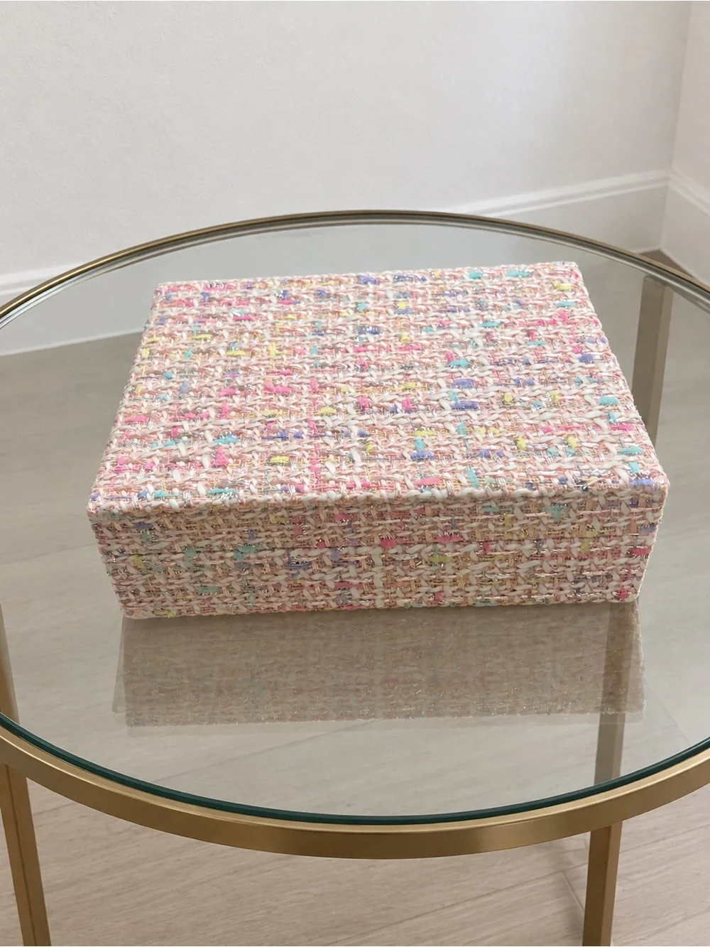 Pastel Tweed Decorative Storage/Jewelry/Makeup Box - Pink